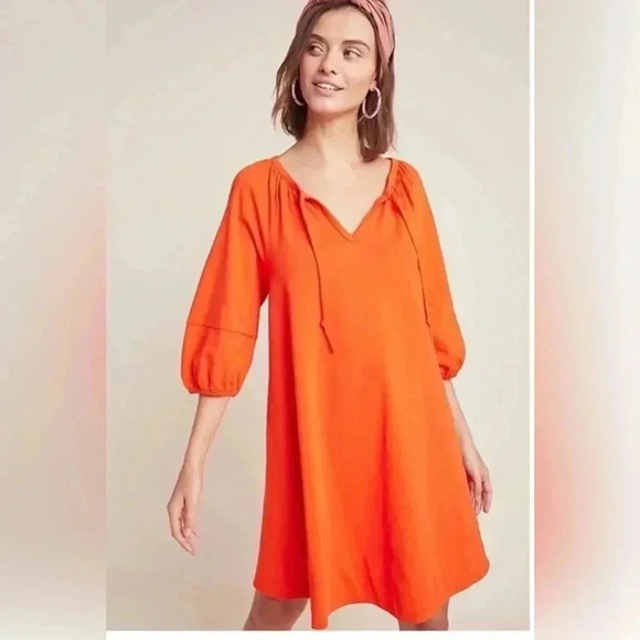 ANTHROPOLOGIE Orange Anais tunic dress Size S - Picture 3 of 16